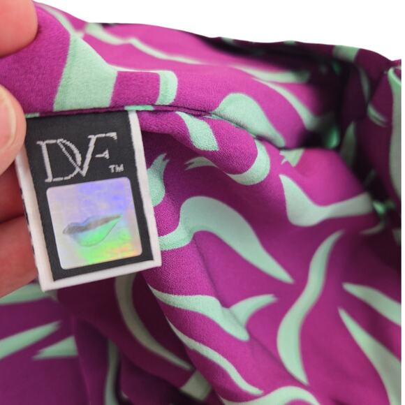 Diane von Furstenberg | Purple & Teal New Hanky Shirt | Size M/L - Picture 4 of 5